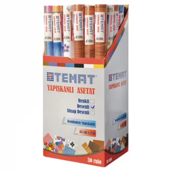 Temat Rulo Asetat Yapışkanlı 45*2 Metre Karışık Desenli 139764