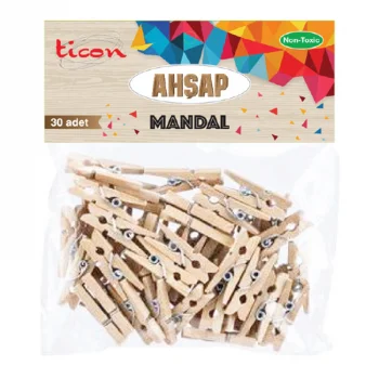 Ticon Mandal 25*3 Ahşap Küçük Boy 30lu Naturel 328581