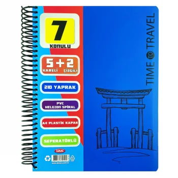Tokaç Ayraçlı Defter 5+2 Spiralli Pp Kapak 7 Bölmeli 210 Yaprak 70 Gram Tok-79042