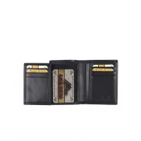 Aka Erkek Cüzdan 509-1 Düz Siyah Küçük Boy Deri