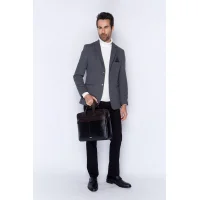 Aka Evrak Çantası 253-1 Düz Siyah Deri