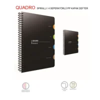 Gıpta Quadro 17x24 Spiralli Pp Kapak Defter 150 Yaprak Kareli 2908