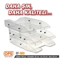 Ops 3lü Hareketli Evrak Rafı Şeffaf 4-rf303tr-5ops