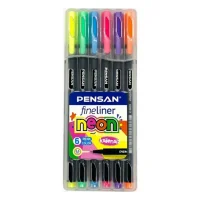 Pensan Fineliner Kalem 6lu Neon Plastik Kutu Pe6300flneon6
