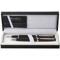 Scrikss Dolma + Tükenmez Kalem 38 İkili Set Mat Siyah Lüks Kutu