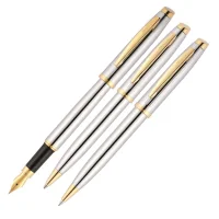 Scrikss Dolma + Tükenmez + Versatil Kalem 39 Üçlü Set Gold Krom