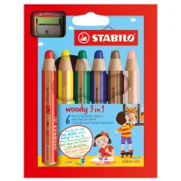 Stabilo Woody 3 İn 1 Pastel 6lı+kalemtraş 8806-3 51000991