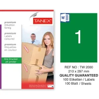 Tanex Lazer Etiket Tw-2000 210*297 Mm Floresan Yeşil 100 Adet