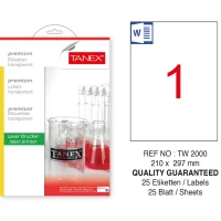 Tanex Lazer Etiket Tw-2000 210*297 Mm Şeffaf 25li