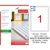 Tanex Lazer Etiket Tw-2001 199.6*289.1 Mm Beyaz 100 Adet