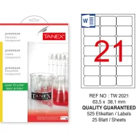 Tanex Lazer Etiket Tw-2021 63,5*38,1 Mm Şeffaf 25li