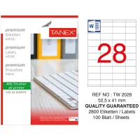 Tanex Lazer Etiket Tw-2028 52.5*41 Mm Beyaz 100lü