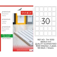 Tanex Lazer Etiket Tw-2030 38*44.5 Mm Beyaz 100lü