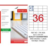 Tanex Lazer Etiket Tw-2035 52.5*33 Mm Beyaz 100lü