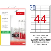 Tanex Lazer Etiket Tw-2044 48.5*25.4 Mm Şeffaf 25li