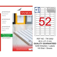 Tanex Lazer Etiket Tw-2052 46.4*21.2 Mm Beyaz 100lü