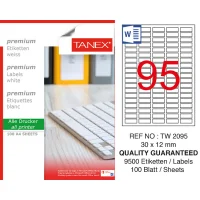 Tanex Lazer Etiket Tw-2095 30*12 Mm Beyaz 100lü