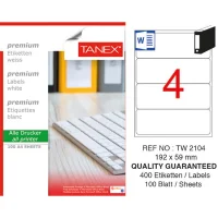 Tanex Lazer Etiket Tw-2104 192*59 Mm Beyaz 100lü