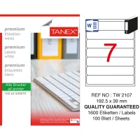 Tanex Lazer Etiket Tw-2107 192.5*39 Mm Beyaz 100lü