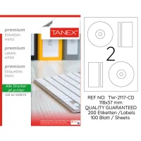 Tanex Lazer Etiket Tw-2117 118*37 Mm Beyaz 100lü