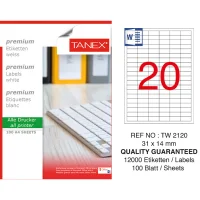Tanex Lazer Etiket Tw-2120 31*14 Mm Beyaz 100lü