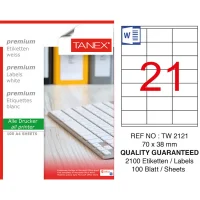 Tanex Lazer Etiket Tw-2121 70*38 Mm Beyaz 100lü