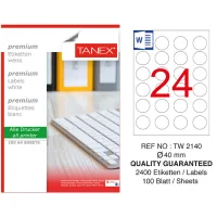 Tanex Lazer Etiket Tw-2140 40 Mm Beyaz 100lü