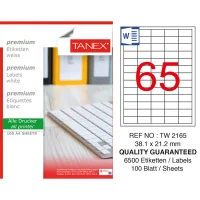 Tanex Lazer Etiket Tw-2165 38.1*21.2 Mm Beyaz 100lü