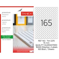 Tanex Lazer Etiket Tw-2215 15 Mm Beyaz 100lü