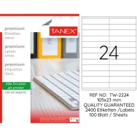 Tanex Lazer Etiket Tw-2224 105*23 Mm Beyaz 100lü