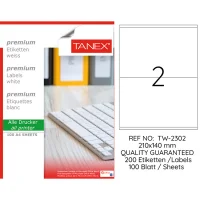 Tanex Lazer Etiket Tw-2302 210*140 Mm Beyaz 100lü