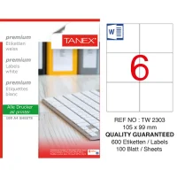 Tanex Lazer Etiket Tw-2303 105*99 Mm Beyaz 100lü