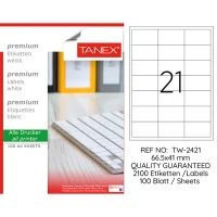 Tanex Lazer Etiket Tw-2421 66.5*41 Mm Beyaz 100lü