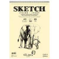 Van Dyck Dokulu A3 Üstten Spiralli 50 Yaprak Sketch Blok 85gr.vd400160