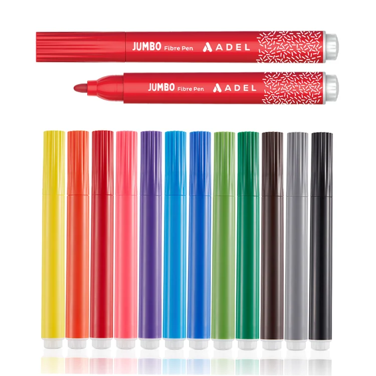 Adel Keçeli Boya Kalemi Jumbo 12 Renk 2220000001000