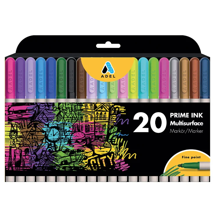 Adel Markör Kalem Prime Ink Multisurface 20li Karma Renk 2201000107000