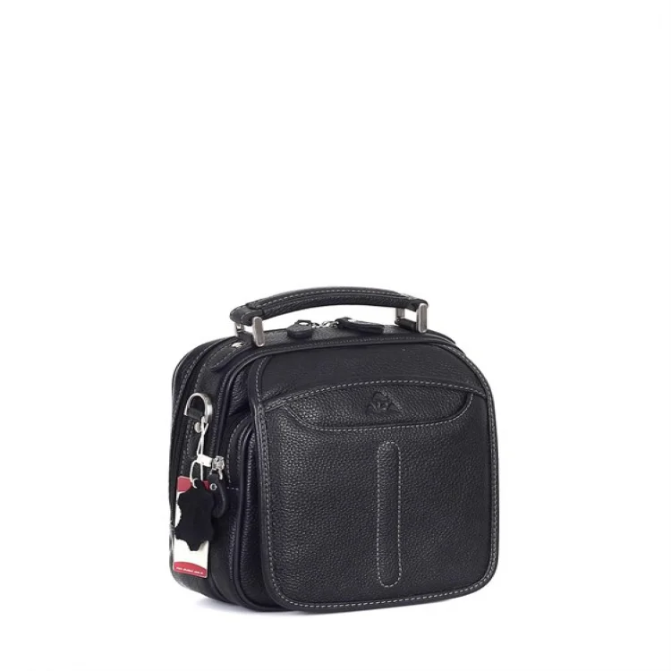 Aka El Çantası 344-1 Düz Siyah Deri