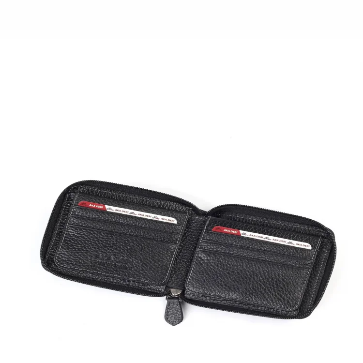 Aka Erkek Cüzdan 818-2 Floter Siyah Büyük Boy Deri