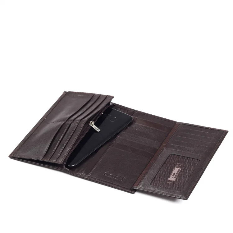 Aka Erkek El Cüzdanı 812-3 Düz Kahve Deri