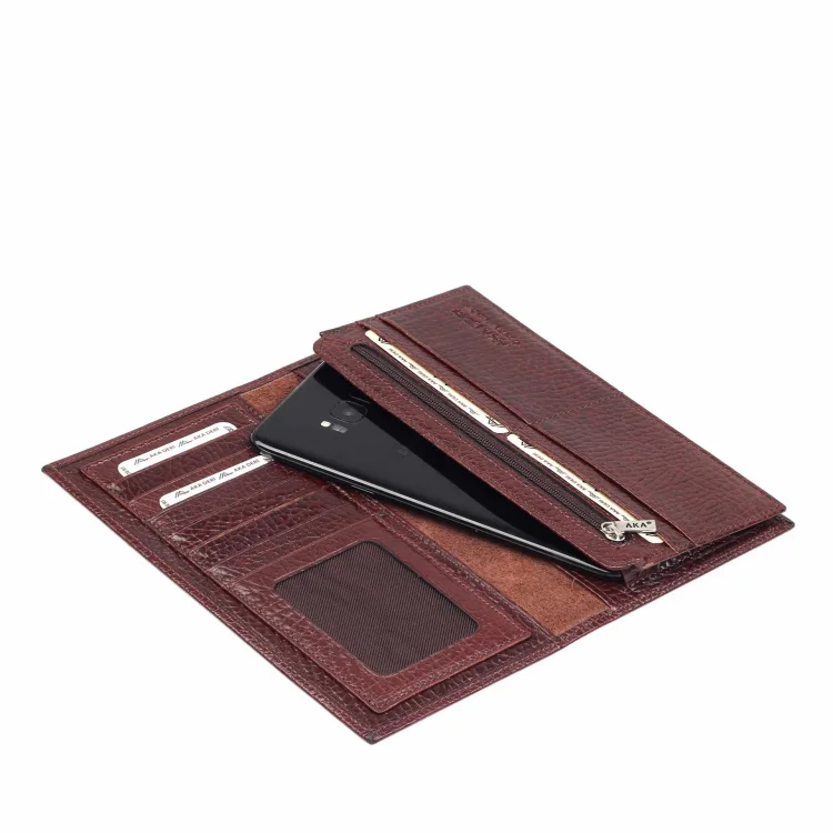 Aka Erkek Telefonluk El Cüzdanı 810-61 Parlak Kahve Deri