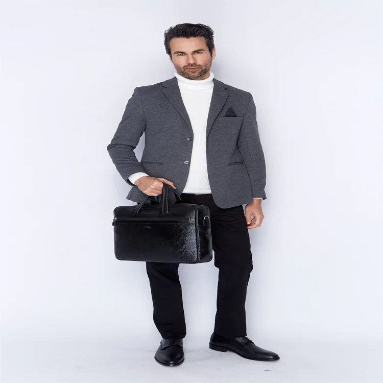 Aka Evrak Çantası 253-60 Floter Parlak Siyah Deri