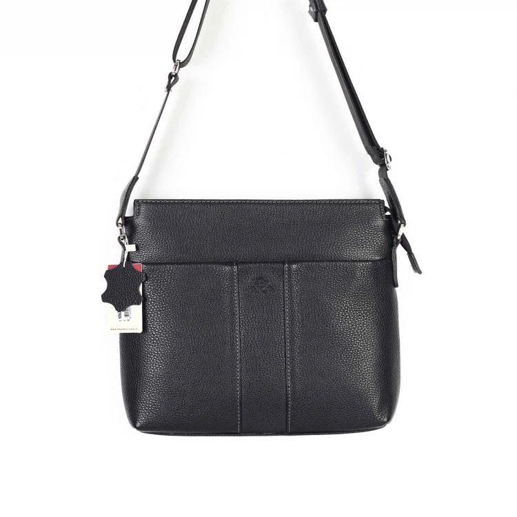 Aka Omuzdan Askılı Çanta 329-2 Floter Siyah Deri