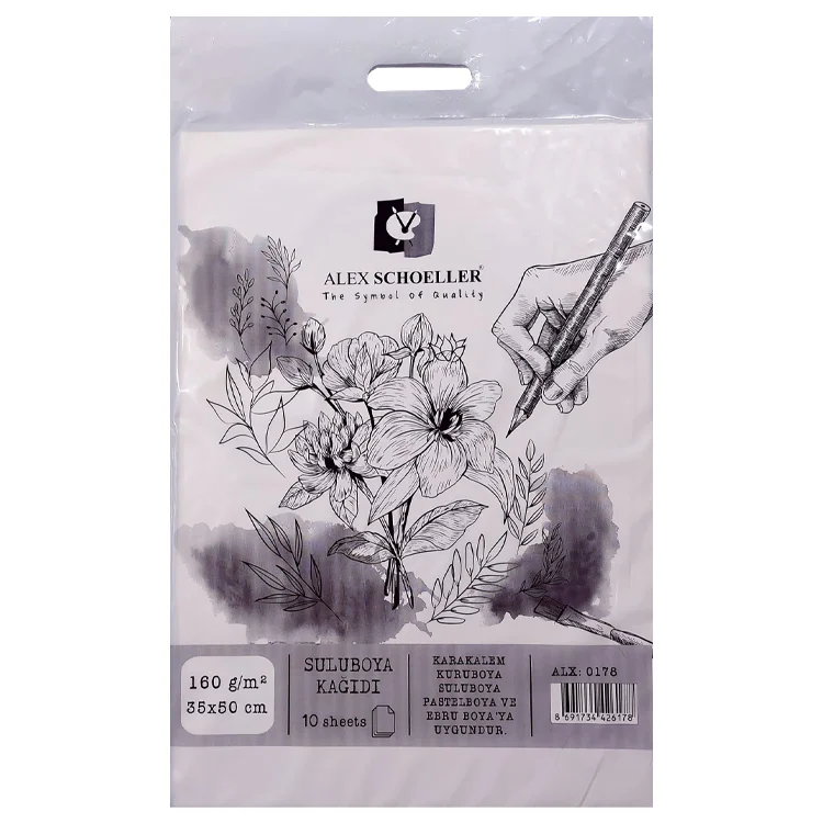 Alex Schoeller Sulu Boya Kağıdı 35x50 Cm 10lu 160 Gr Poşet Alx-0178 160.72