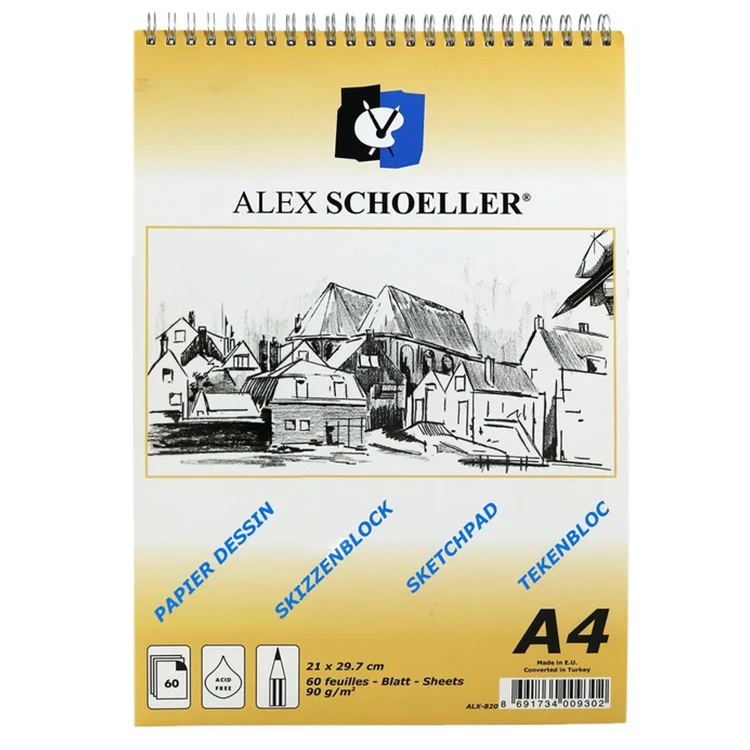 Alex Schoeller Eskiz Blok A4 Spiralli 60 Yaprak 90 Gram Dik Alx-820 090.04