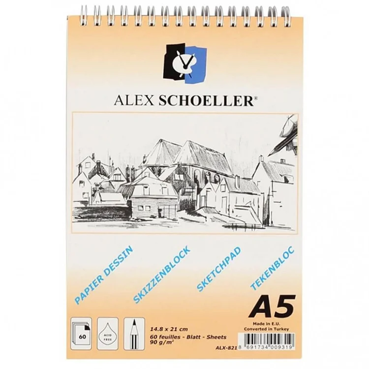 Alex Schoeller Eskiz Blok A5 Spiralli 90 Gram 60 Yaprak Alx-821 090.05