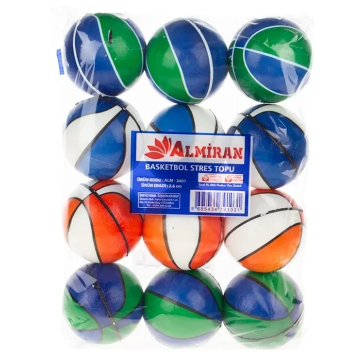 Almiran Alm-3403 Stres Topu 7.6cm Orta Boy - Renkli Basketbol *576