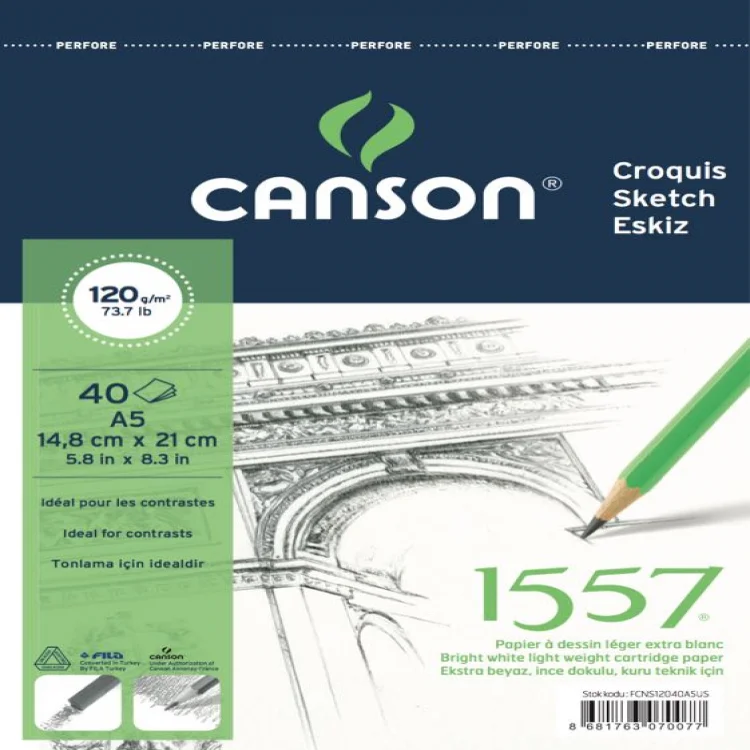 Canson 1557 Resim Ve Çizim Blok A5 120 Gr 40 Yp.üsten Spiralli  Fcns12040a5us