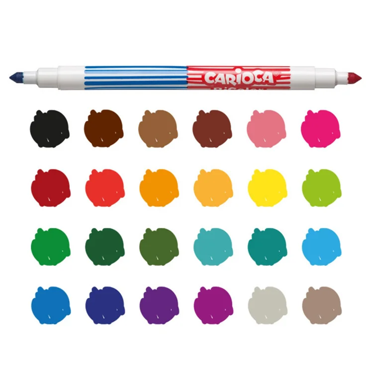 Carioca Bicolor Süper Yıkanabilir Çift Uçlu Keçeli Boya Kalemi 12li 24 Renk  42265