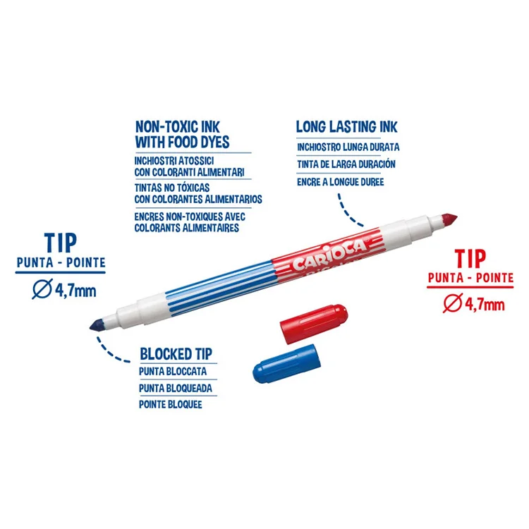 Carioca Bicolor Süper Yıkanabilir Çift Uçlu Keçeli Boya Kalemi 12li 24 Renk  42265