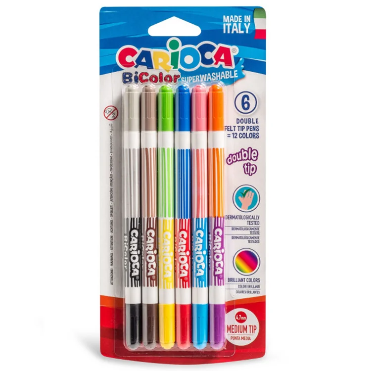 Carioca Bicolor Süper Yıkanabilir Çift Uçlu Keçeli Boya Kalemi 6lı 12 Renk 42269